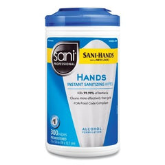 Sani Professional P92084 Hands Instant Sanitizing Wipes 300 Wipes Canister Clean Scent