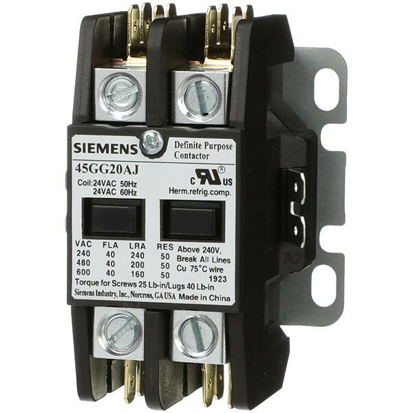 Siemens 45GG20AF Definite Purpose Contactor, 2-Poles, 40 A, 120 VAC Coil, Class 45 Series