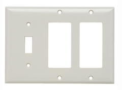 Pass & Seymour SP1262W Combination Wall Plate, 1 Toggle Switch & 2 Decorator, Three Gang, White