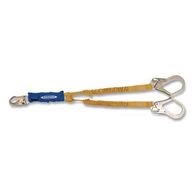 Werner C441200 6-Foot DeCoil Stretch Twinleg Lanyard Dcell Shock Pack Elastic Web Snap Hook Rebar Hook 1 Pack