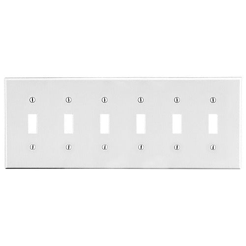 HUBBELL Hubbell Premise Wiring P6W 6-gang Toggle Wallplate