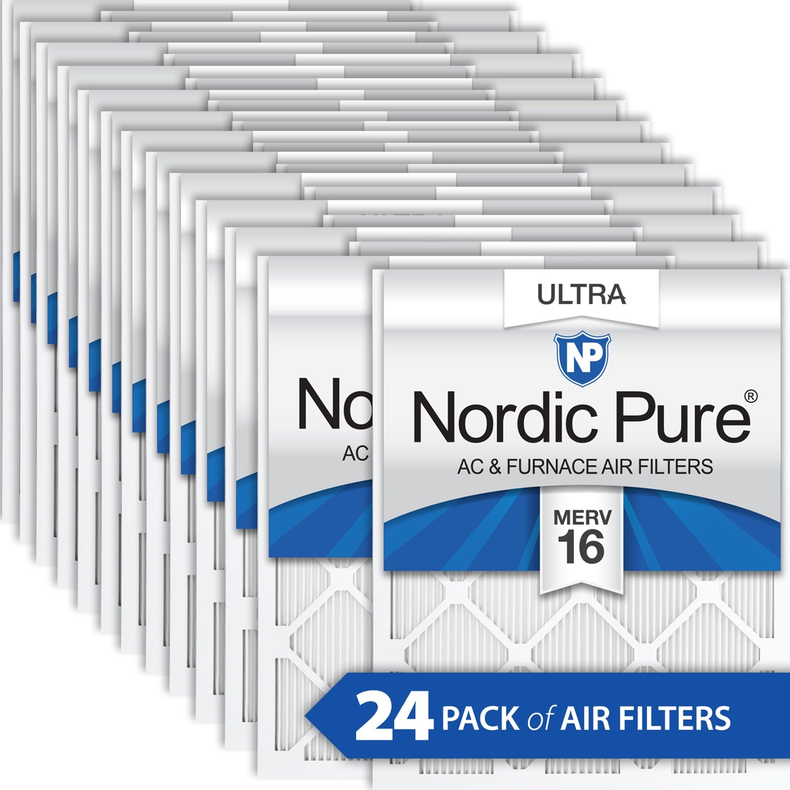 NORDIC PURE Nordic Pure 10x20x1M16-24 Merv 16 Pleated Filter 24 Pack