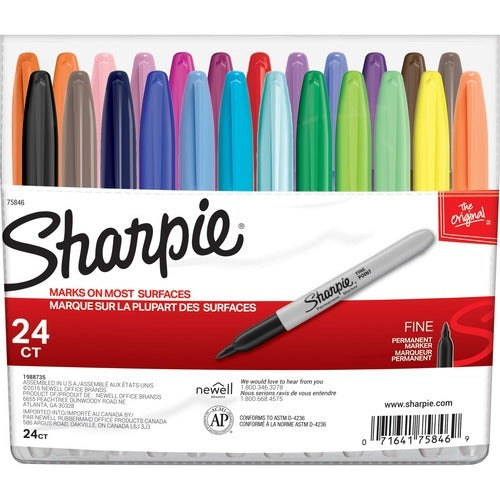 SHARPIE Newell Brands SAN75846 Fine Point Permanent Marker Set 24