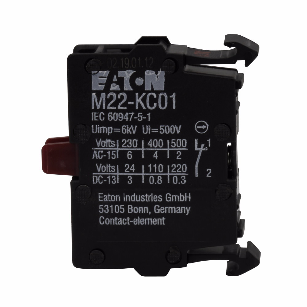 Eaton M22-KC01 22.5 mm 500 VAC 2 Amp Screw Terminal Contact Block