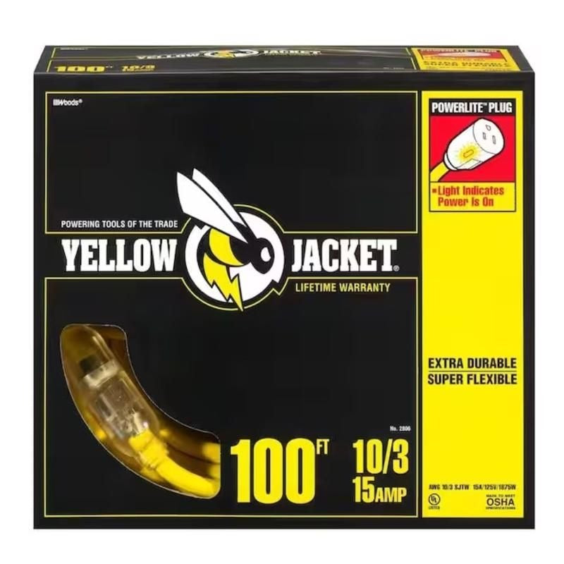 YELLOW JACKET Yellow Jacket 2806 10/3 Contractor Grade Extension Cord (100 ft)