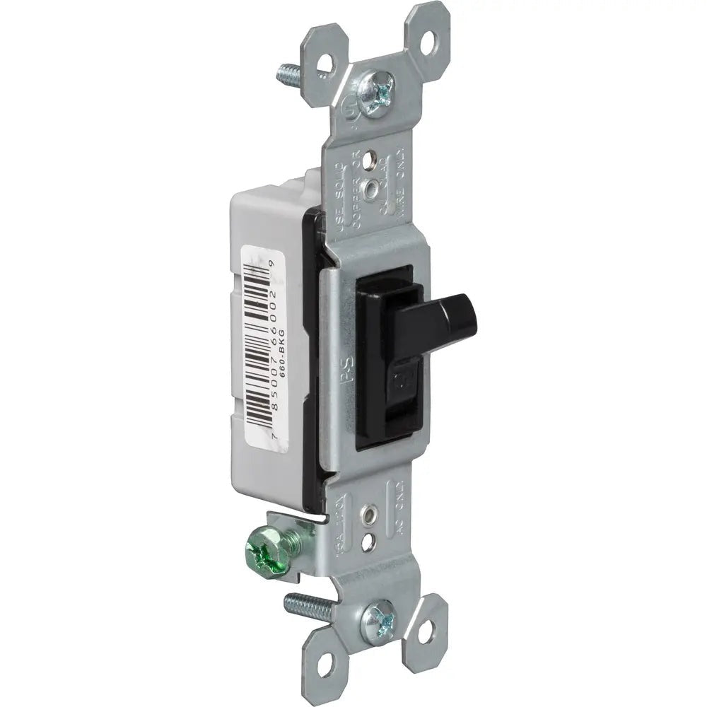 LEGRAND Pass Seymour 660BKG Self-Grounding Toggle Switch 120 VAC 15 A