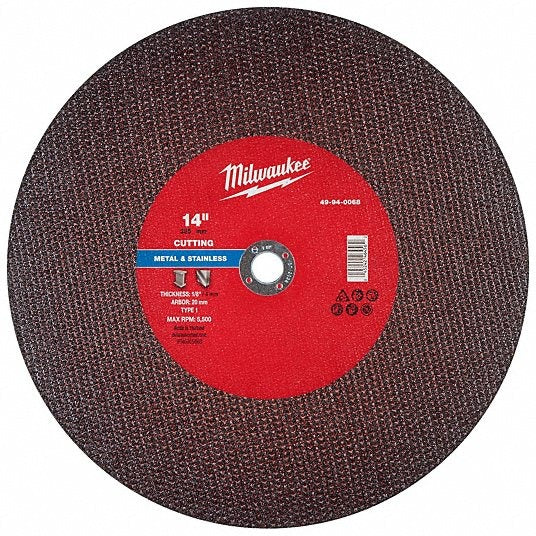 MILWAUKEE Milwaukee 49-94-0068 Cut-off Wheel 14in Aluminum Oxide 30 Grit