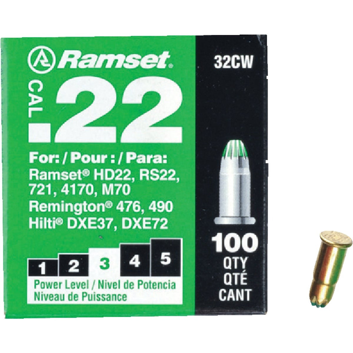 RAMSET Ramset 601 .22 Cal Green Loads 100 Pack Low-velocity Tool