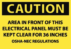 ACCUFORMNMC Accuformnmc MSCC115PB Electrical Panel Clearance Sign