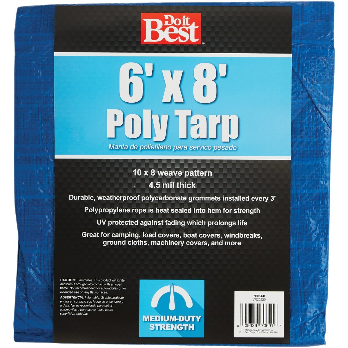 BSC PREFERRED Bsc Preferred 700568 Blue Polyethylene Tarp 6x8 Ft