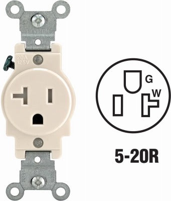 LEVITON Leviton R56-T5020-0TS 20A Tamper-resistant Single Outlet