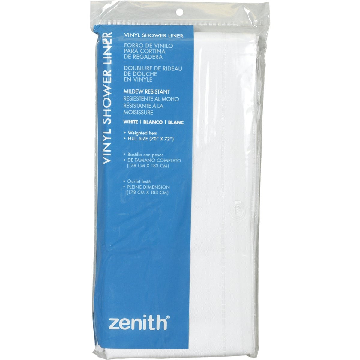 AMERICAN TACK Zenith LPRLWWL White Peva Shower Curtain Liner