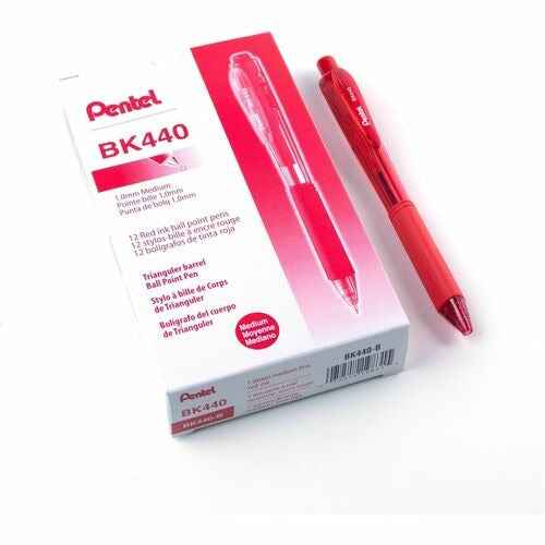 PENTEL Pentel PENBK440B Ballpoint Pen Red Medium Dozen 12