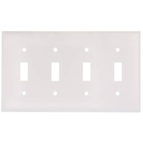 Leviton 88012 4-Gang Toggle Switch Wallplate, Thermoset, White