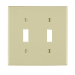 Leviton 80709-I 2-Gang Toggle Switch Wallplate Nylon Ivory