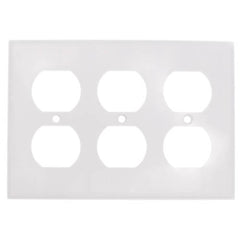 Leviton 88030 3-Gang Smooth White Thermoset Device Mount Standard Duplex Receptacle Wallplate