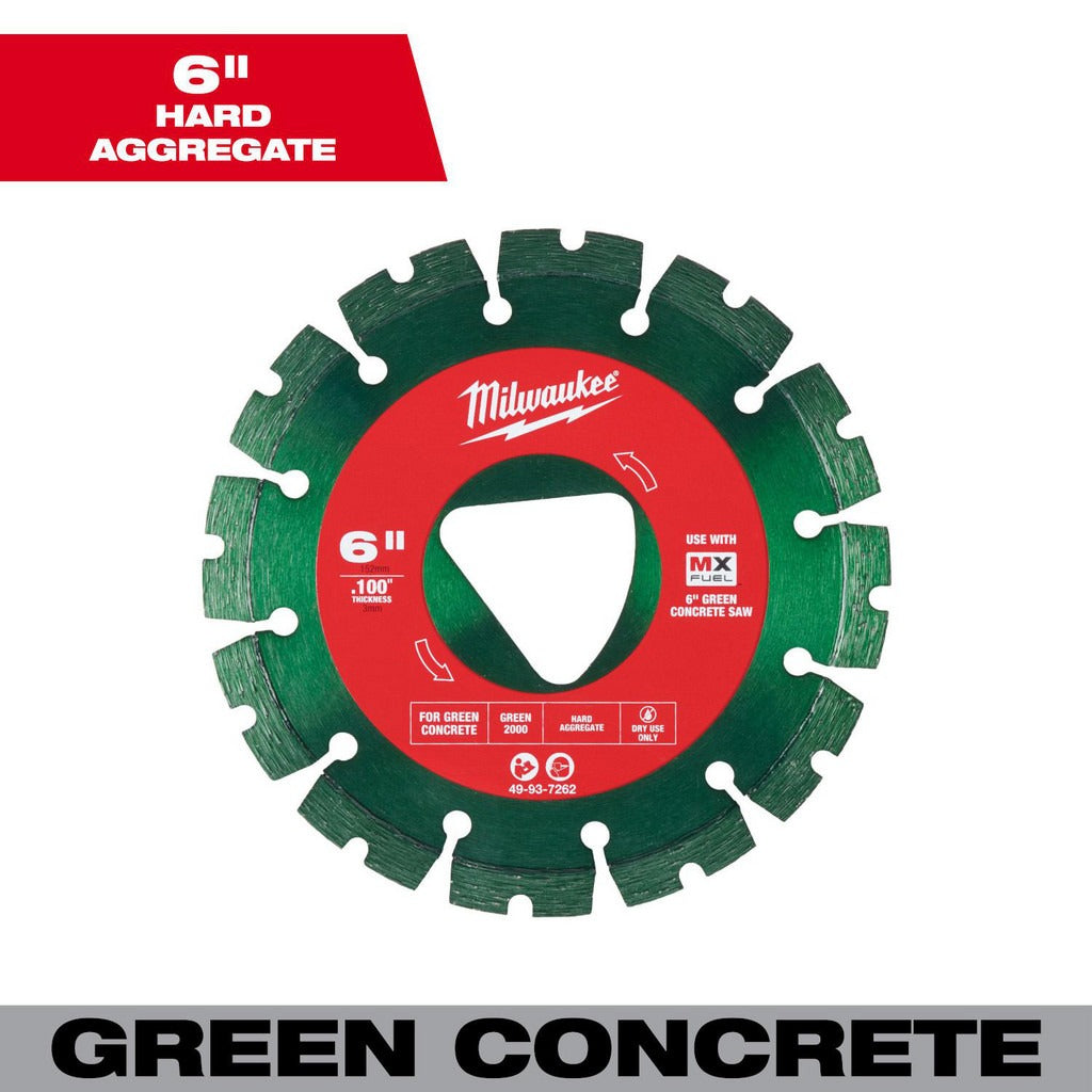MILWAUKEE Milwaukee Tool 49-93-7262 Diamond Saw Blade 6 Inch Green Concrete