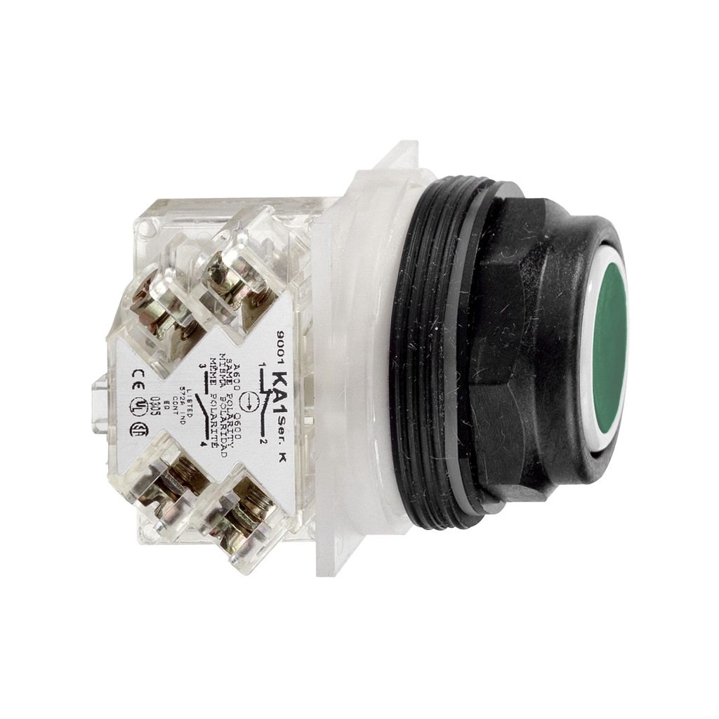 Schneider Electric 9001SKR1GH5 Push Button 30 mm 600 VAC Momentary 1NO Green Lens Plastic Bezel Non-Illuminated