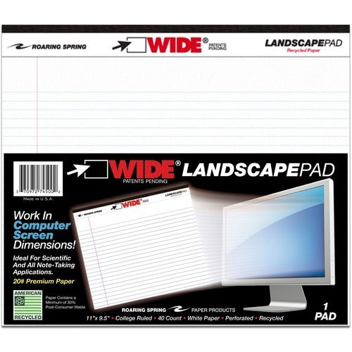 ROARING SPRING Roaring Spring ROA74500 Landscape Writing Pad 40 Sheets