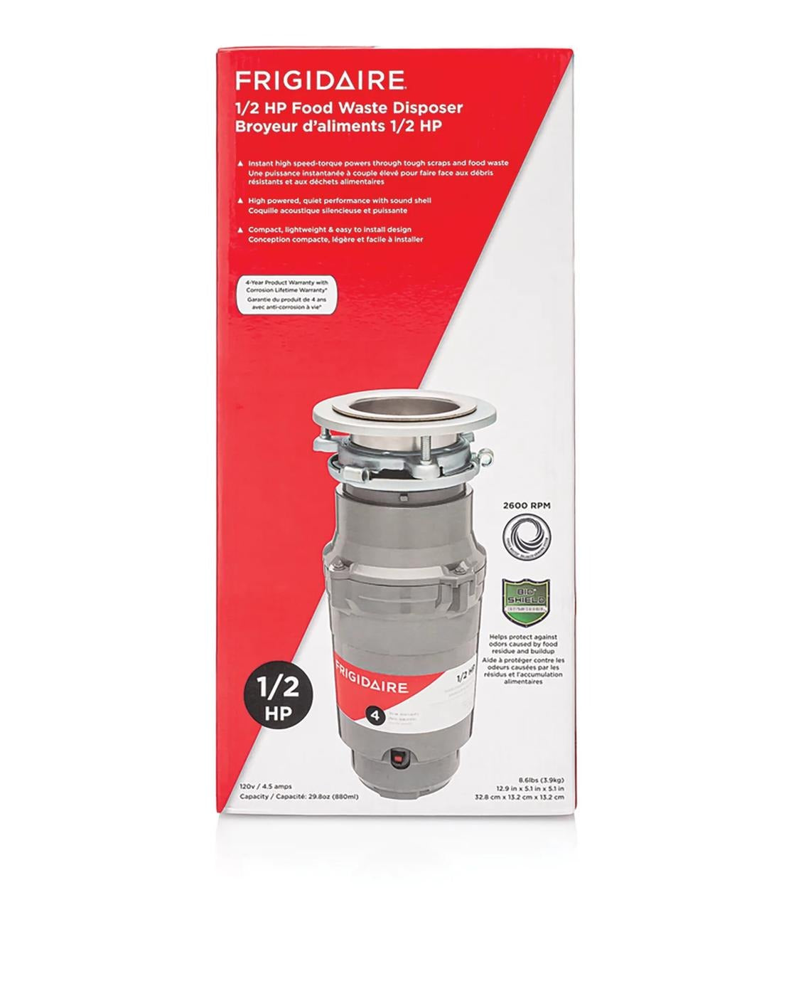 FRIGIDAIRE Frigidaire FF05DISPD1 Garbage Disposal 1/2 HP Direct Wire (Replaces FFDI501DMS)