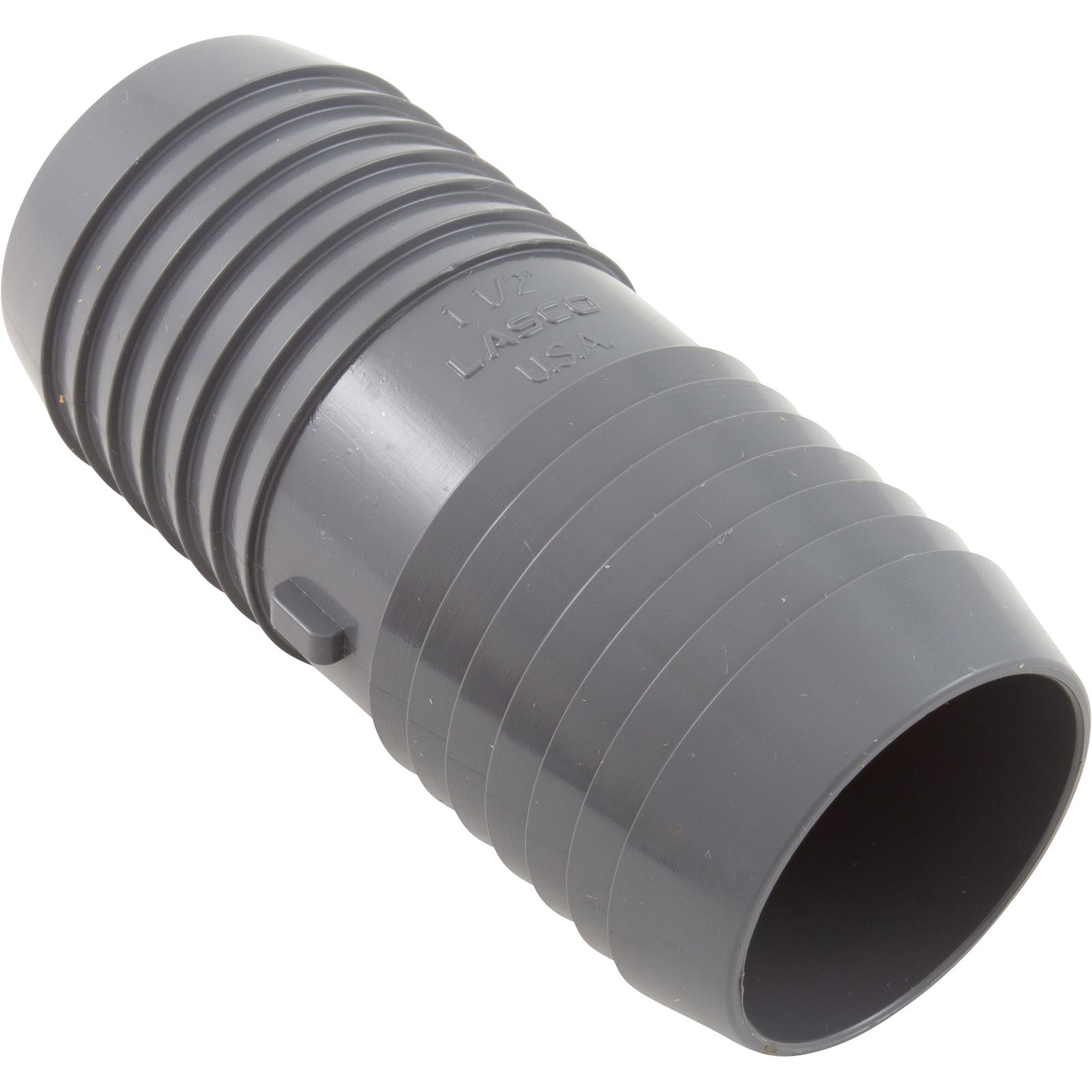 LASCO 1429-015 PVC Pressure Coupling 1-1/2 Inch Barb Connection - NSF Certified