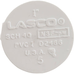 Lasco 449-010 1 Inch Spigot White PVC Plug Schedule 40