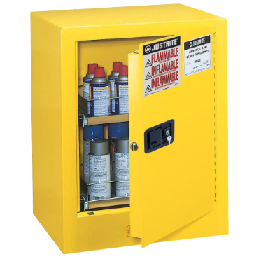 Justrite 890500 Sure-Grip EX Aerosol Can Safety Cabinet Yellow Manual Close