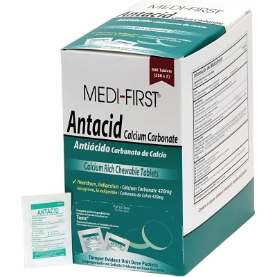 Medi-First 80213 Antacid Chewable Tablets Mint Flavor 420mg PK500