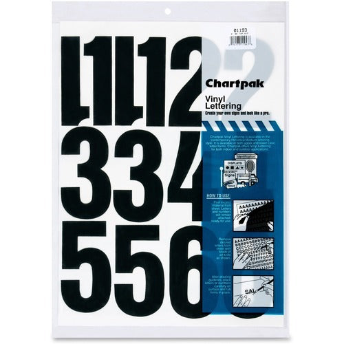CHARTPAK Chartpak CHA01193 Vinyl Numbers 4 Inch Black 23 Pack