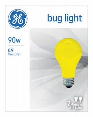 GE G E Lighting 61435 Yellow Bug Light Bulb 90W A19 2 Pack