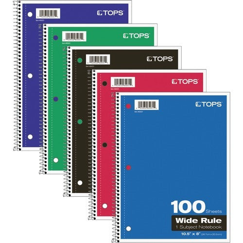 TOPS Tops TOP65031 One-subject Notebook Wide Ruled Wire Bound