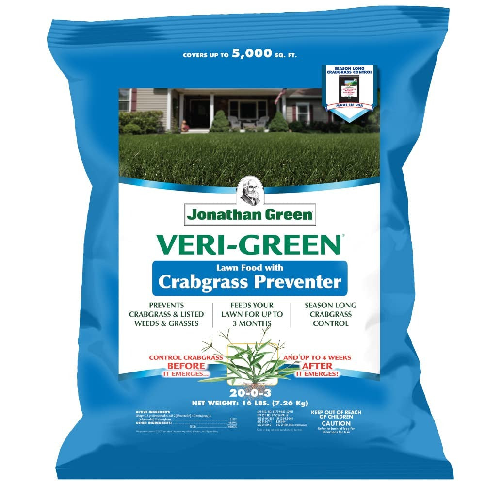 JONATHAN GREEN Jonathan Green 16000 Veri-Green Crabgrass Preventer Plus Fertilizer 20-0-3 (5,000 Sq. Ft.) 16000-2D1E