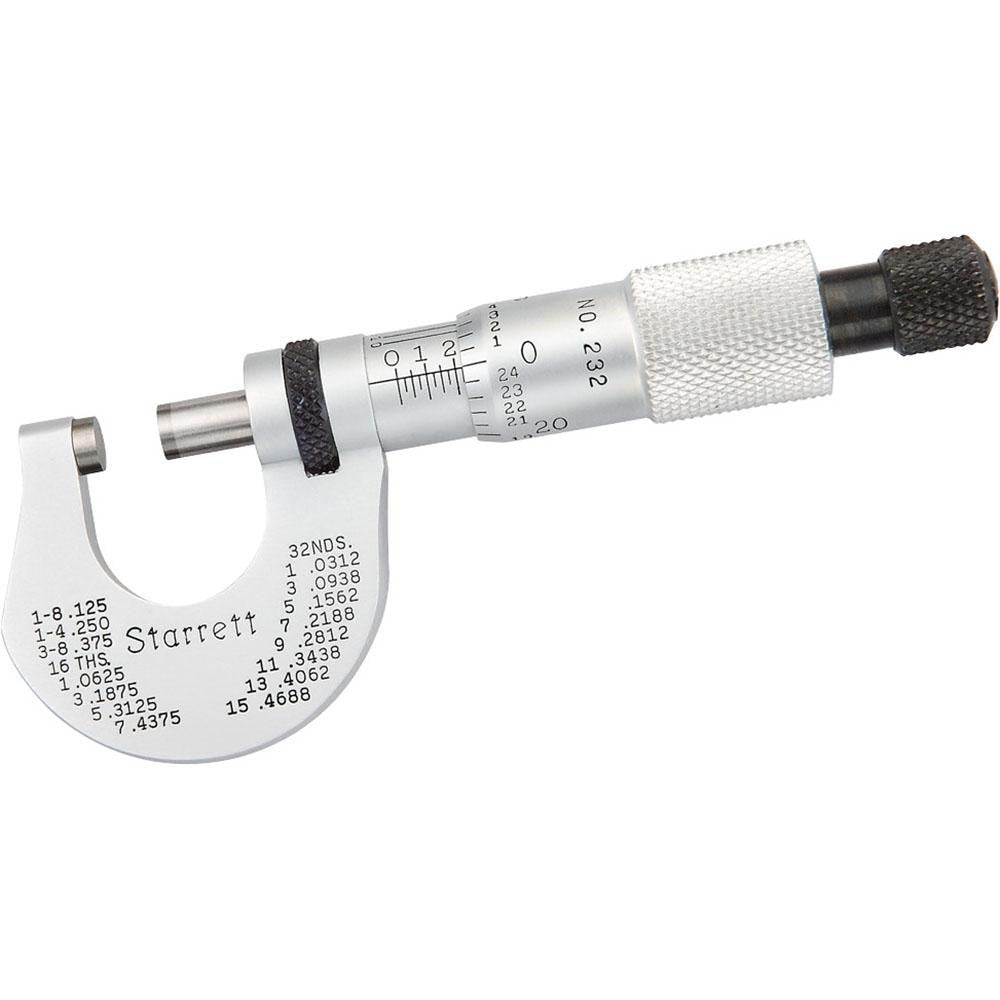 STARRETT Starrett 50968 Mechanical Outside Micrometer 0.5 in