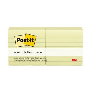 3M 3M 7100243062 Post-it Notes 3 in x 3 in (6 Pads/Pack)