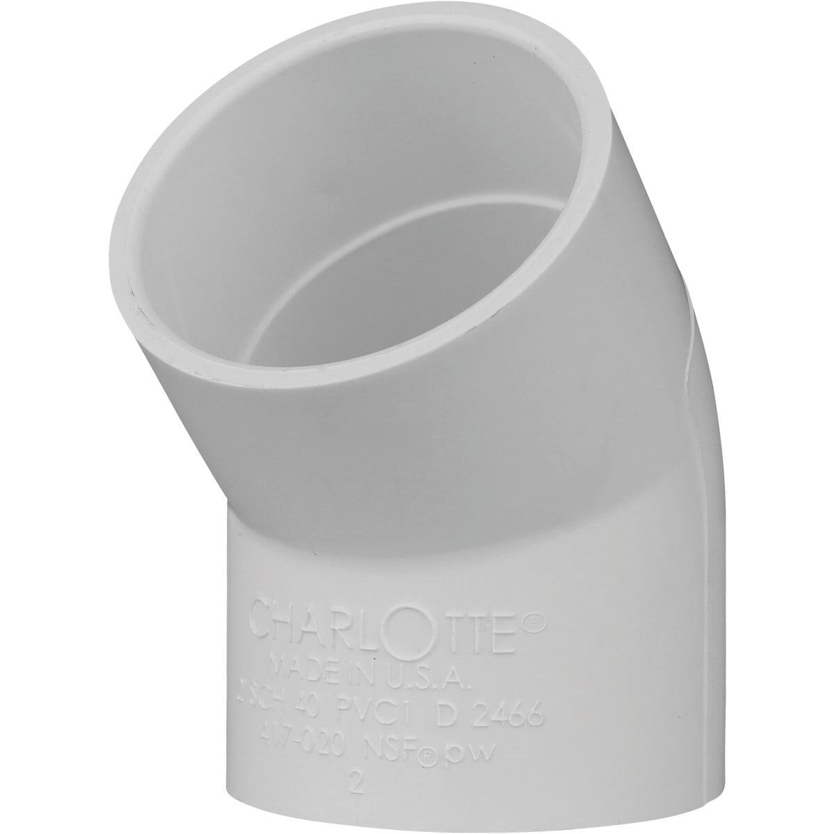 CHARLOTTE PIPE Charlotte Pipe PVC 02309 1600HA 2 In. Slip x Slip Schedule 40 45 Deg. PVC Elbow (1/8 Bend)