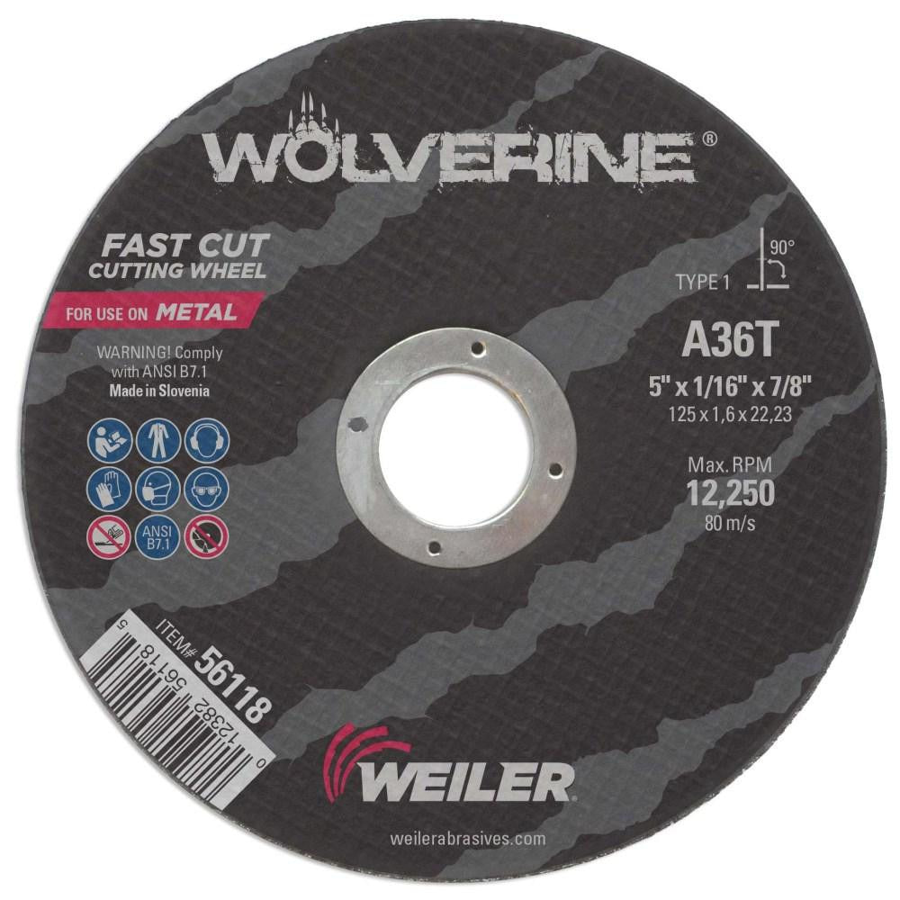 WEILER Weiler 56118 Type 1 Cut-off Wheel 5 in 36 Grit Steel