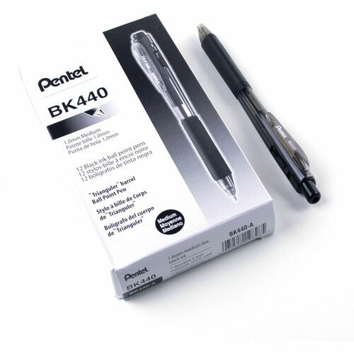 PENTEL Pentel PENBK440A Retractable Ballpoint Pen Black Dozen