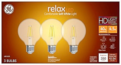 GE G E Lighting 43259 G25 Led Globe Bulb 4.5W 2700K 3 Pack