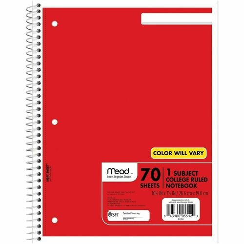MEAD Bsc Preferred MEA05512 Spiral Notebook 70 Sheets Letter