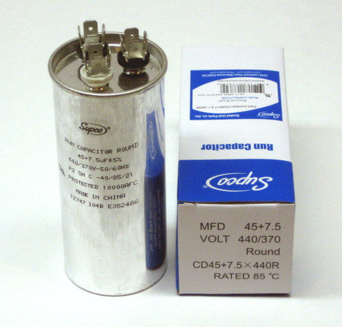 Supco CD45+7.5X440R - ROUND RUN CAPACITOR 45 + 7.5 MFD X 440V CD45+7.5X440R