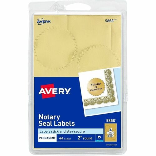 AVERY Avery AVE05868 Notary Seal Labels Gold 2 in 44 Pack