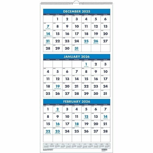 HOUSE OF DOOLITTLE House of Doolittle HOD3646 3-month Wall Calendar 8x17