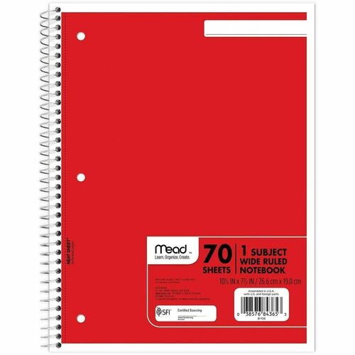 MEAD Bsc Preferred MEA05510 Spiral Notebook 70 Pages