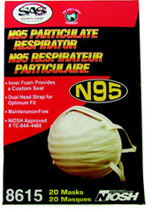 SAS Safety 8610 N95 One Size Fits Most Foam Disposable N95 Mask (Pack of 20)