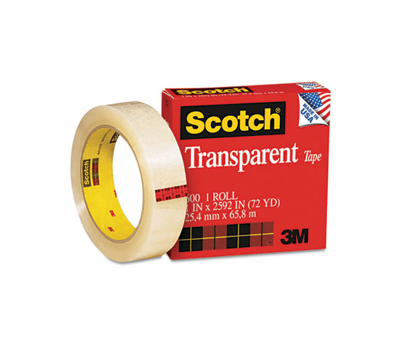 3M 3M MMM60012592 Scotch Transparent Office Tape 1 inches x 72 yd (1 Roll)