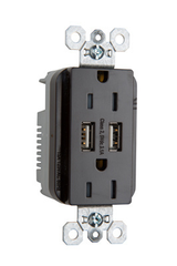 Pass & Seymour TR5262USB USB Charger with Tamper Resistant Brown 15 Amp Duplex Receptacles