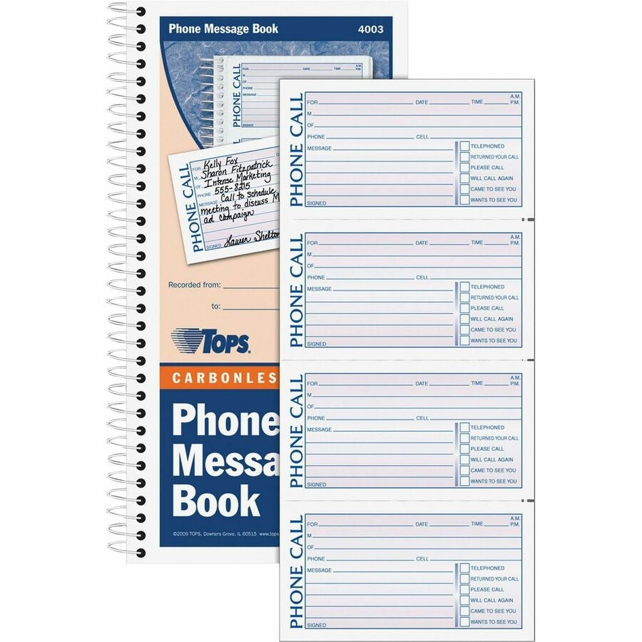 TOPS Tops TOP4003 Telephone Message Book 2-3/4 x 5 (400 Forms)
