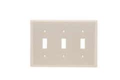 Pass & Seymour TP3LA 3Gang Wall Plate, Toggle Switch, Nylon, Standard - Light Almond