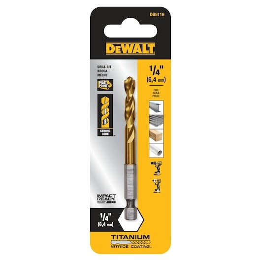DEWALT Dewalt Accessories DD5104 Titanium Drill Bit 1/4 in 2 Pack