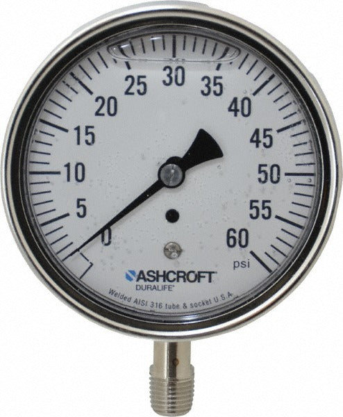 ASHCROFT Ashcroft 94485 Pressure Gauge 0-60 Psi 3-1/2 in Lower Mount